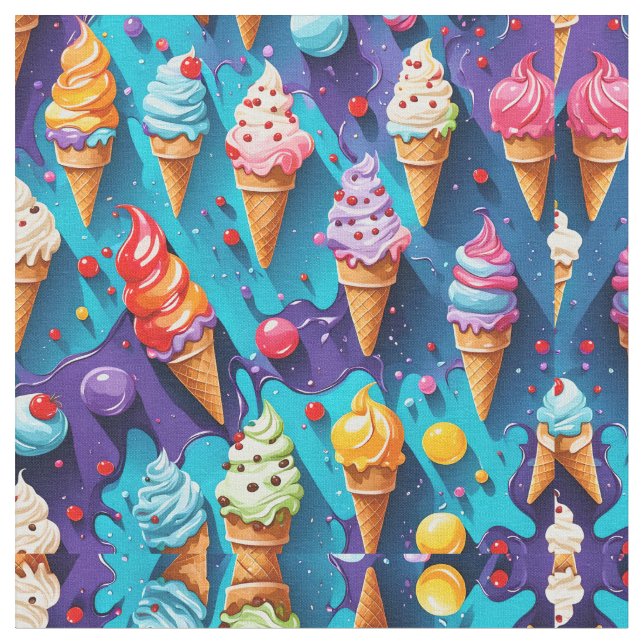Tasty Ice Creams  Fabric (Close Up)