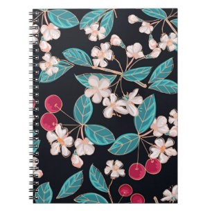 Tasty, juicy cherries. Seamless background from a Notebook