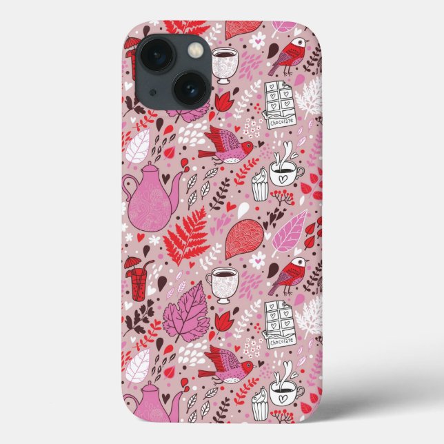 Tasty pattern with birds and flowers Case-Mate iPhone case (Back)