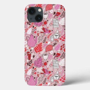 Tasty pattern with birds and flowers iPhone 13 case