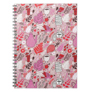 Tasty pattern with birds and flowers spiral notebook