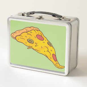 Tasty Piece of Pizza Cartoon Design Metal Lunch Box