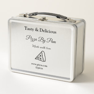 Tasty pizza restaurant cafe made with love add bsi metal lunch box