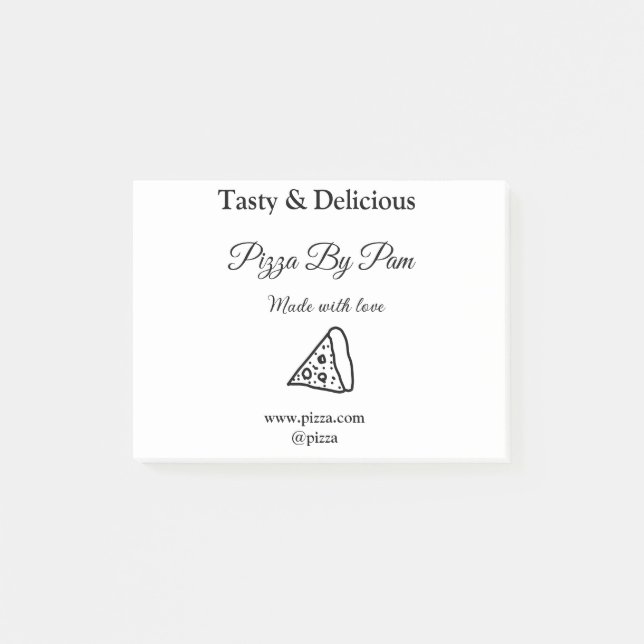 Tasty pizza restaurant cafe made with love add bsi post-it notes (Front)