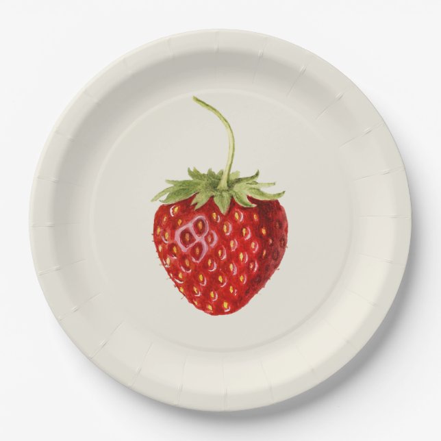 Tasty Red Strawberry (by Louis C.C. Krieger)  Paper Plate (Front)