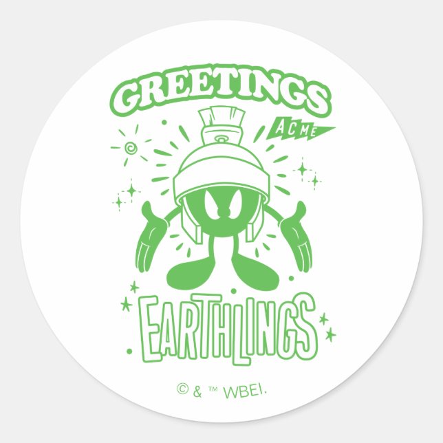 Tasty Retro MARVIN THE MARTIAN™ Classic Round Sticker (Front)