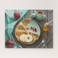 Tasty Rustic Breakfast Crepes Apples Honey Food
