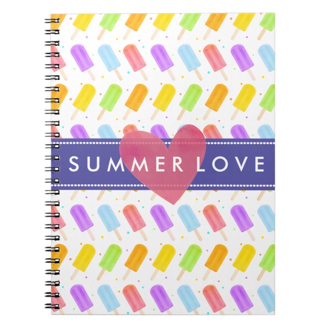 Tasty Summer Watercolour Popsicle Pattern Spiral Notebook (Front)