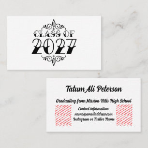 Tat-Style Class of 2027 Graduation Business Card