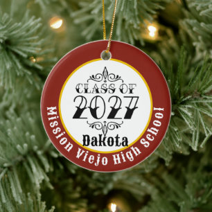 Tat Style Class of 2027 Photo Graduation Ceramic Tree Decoration
