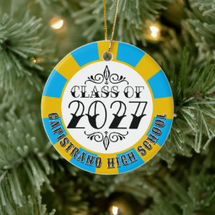 Tat-Style Gray Class of 2027 Photo Graduation Ceramic Tree Decoration