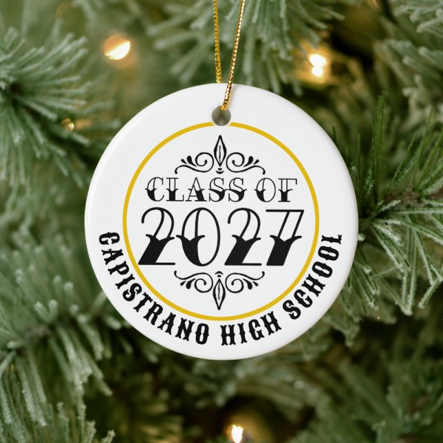 Tat-Style Gray Class of 2027 Photo Graduation Ceramic Tree Decoration (Tree)