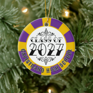 Tat-Style Gray Class of 2027 Photo Graduation Ceramic Tree Decoration