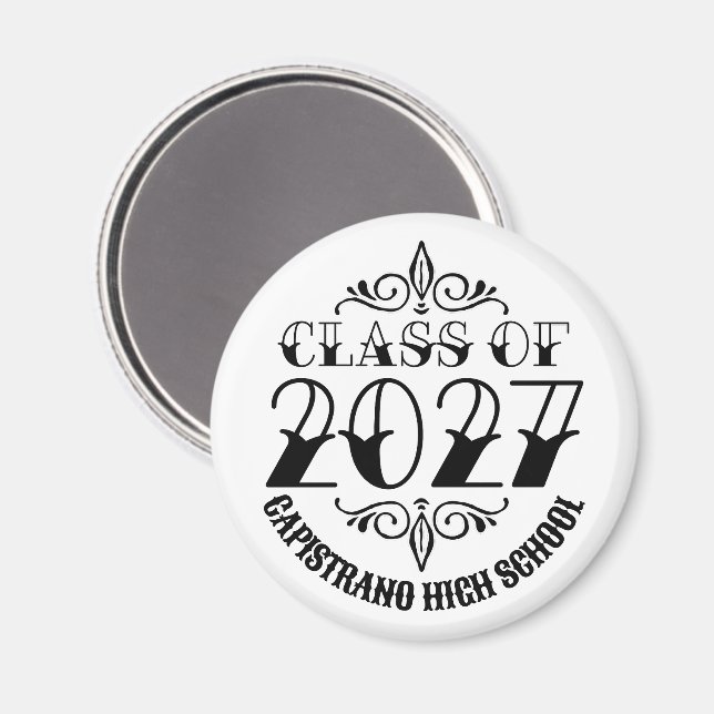 Tat-Style Grey Class of 2027 Graduation Magnet (Front/Back)