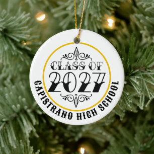 Tat-Style Grey Class of 2027 Photo Graduation Ceramic Tree Decoration