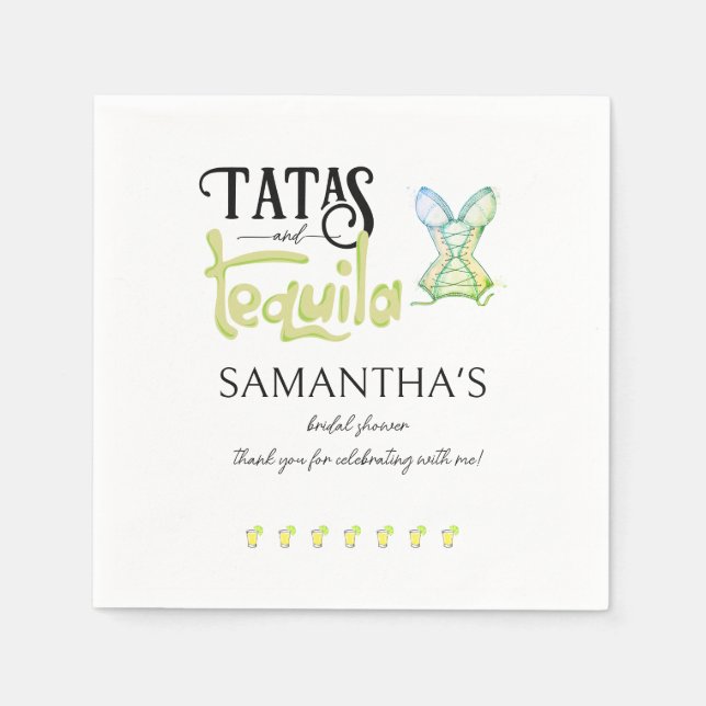Tatas & Tequila Modern Bridal Shower Fiesta Party Napkin (Front)