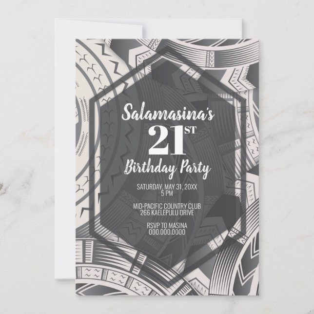 Tatau Black & White Diamond Invitation (Front)