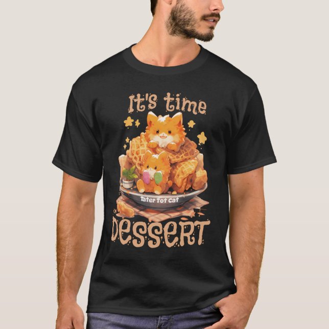 Tater Tot Cat in waffle cup.  T-Shirt (Front)