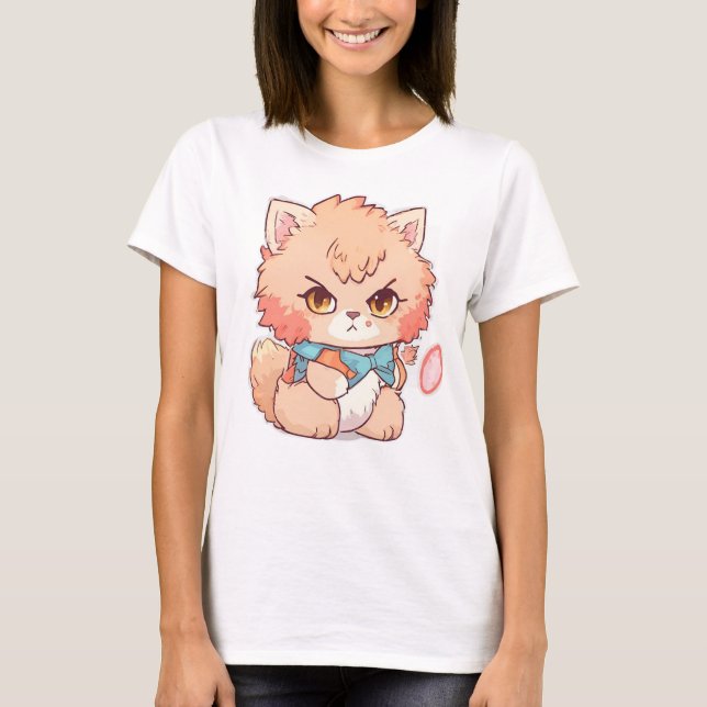 Tater Tot the Tough Kitty – A Cute but Fierce Art  T-Shirt (Front)