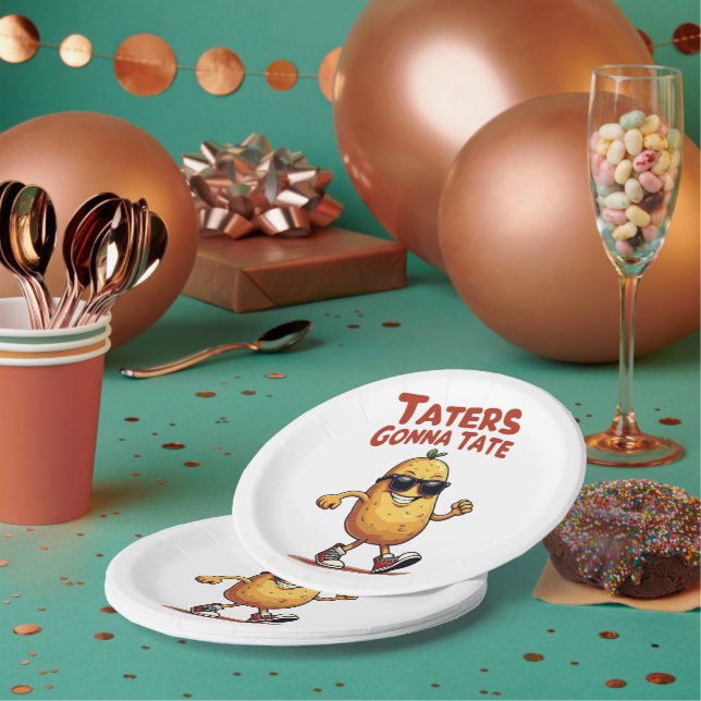 Taters Gonna Tate - Funny Potato Attitude Paper Plate (Multi)