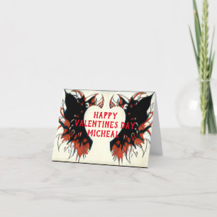 Tatoo Art inspired Valentines Day print  Holiday Card