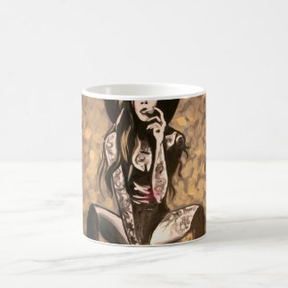 Tatooed Woman in Gold Coffee Mug