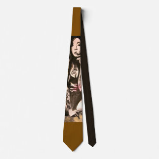 Tatooed Woman in Gold Tie