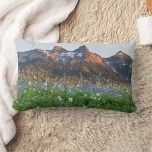 Tatoosh Range and Wildflowers Mt. Rainier Lumbar Cushion