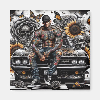 Tatted Man 2 Inch Magnet