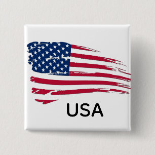 Tattered American Flag 15 Cm Square Badge