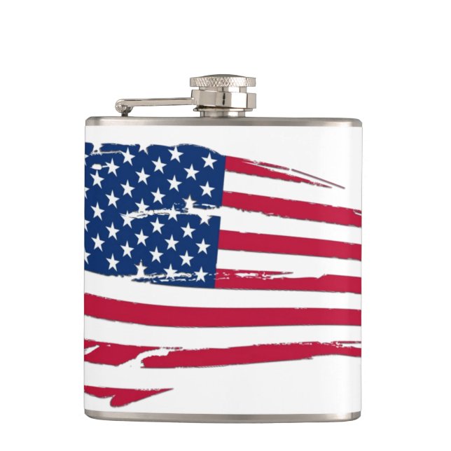 Tattered American Flag Hip Flask (Front)