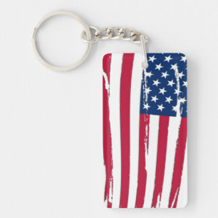 Tattered American Flag Key Ring