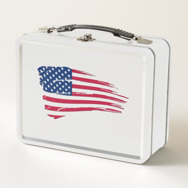Tattered American Flag Lunch Box (Front)