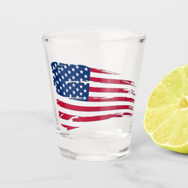 Tattered American Flag Shot Glass (Front)