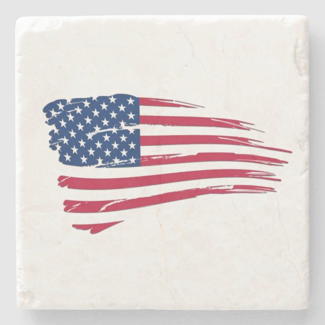 Tattered American Flag Stone Coaster (Front)
