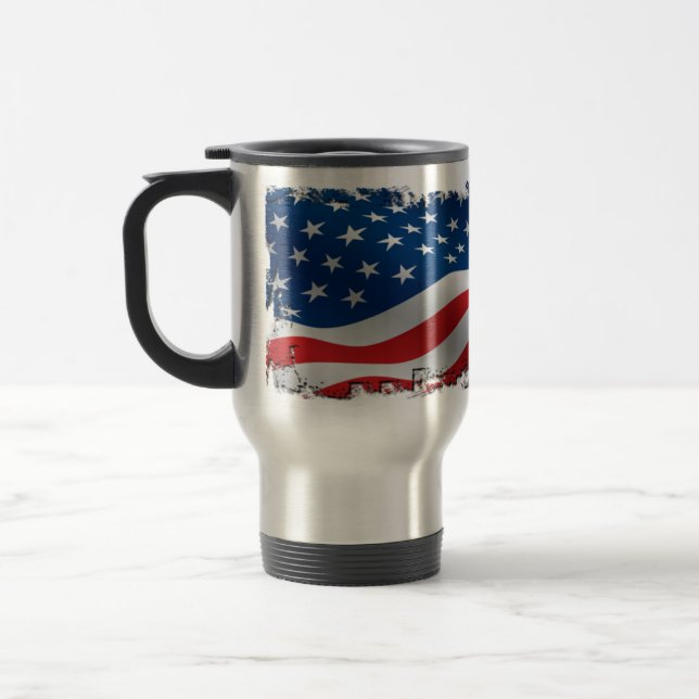 Tattered American Flag Travel Mug (Left)