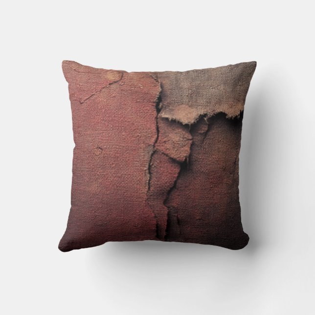 Tattered Canvas Abstract in Rust and Earth Cushion (Back)