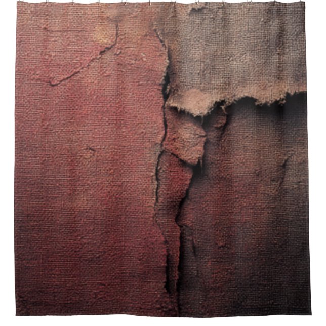 Tattered Canvas Abstract in Rust and Earth Shower Curtain (Front)