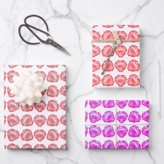 Tattered Edge Abstract Heart Art Pattern  Wrapping Paper Sheet (Front)