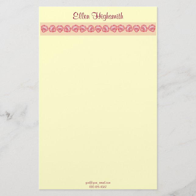 Tattered Heart Artwork Top Border Personalised Stationery (Front)
