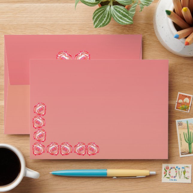Tattered Heart Inside Outside Flap Front Special Envelope (Desk)