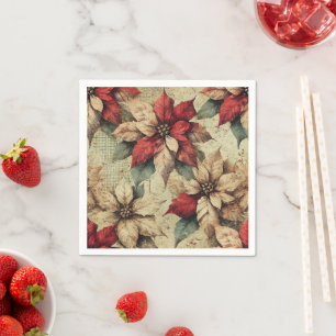 Tattered Poinsettia Grunge Art Decoupage Napkins