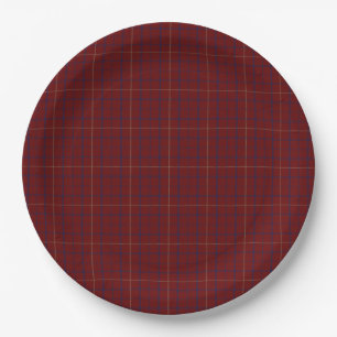 Tattersall Fashion Brooks Maroon Blue Gold Paper Plate