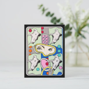 ‘Tattletales in the Spirit Box’ Painting on a Holiday Postcard