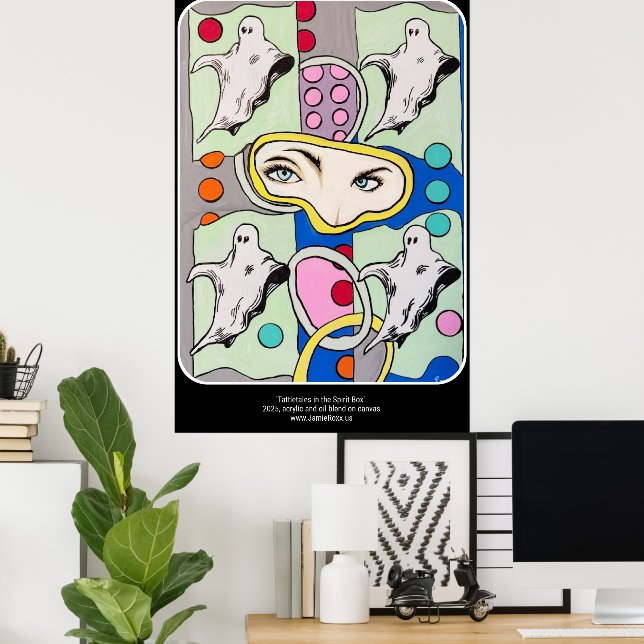‘Tattletales in the Spirit Box’ Painting on a  Poster (Home Office)