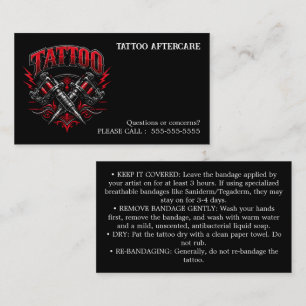 Tattoo Aftercare Instructions Business Card