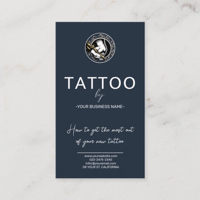 Tattoo Aftercare Instructions Card with Logo (Front)