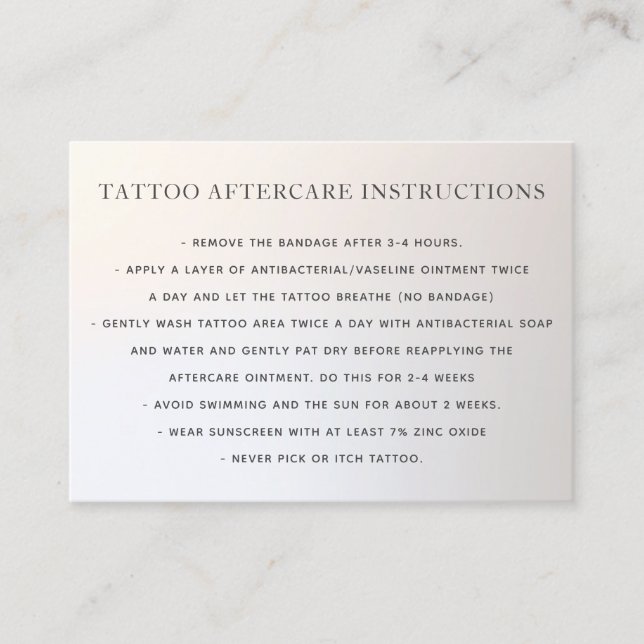 Tattoo Aftercare Instructions Silver Gradient  Business Card (Front)