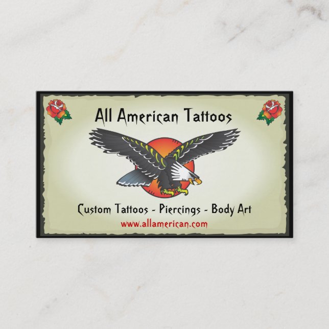 Tattoo American Eagle Business Cards (Front)