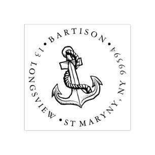 TATTOO ANCHOR ROUND RETURN ADDRESS RUBBER STAMP